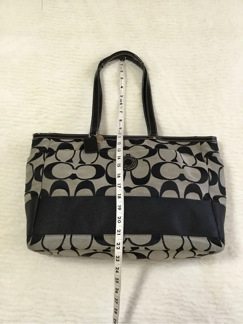 Coach COACH Signature Stripe Jacquard Diaper Baby Bag Tote Purse F19202